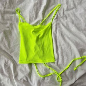 SHEIN Lace Up Crop Top ~ Neon Green M
